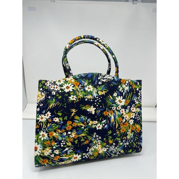 VTG 1960's- MARGARET SMITH of Gardiner Maine- Floral Cloth Hand Bag - MCM - Picture 1 of 8